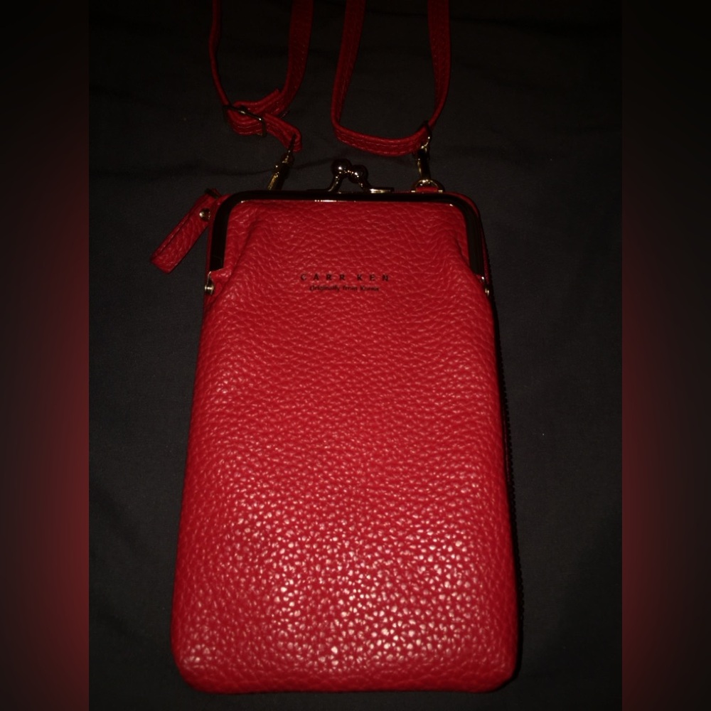 Vibrant Red Pebbled Leather Crossbody Bag